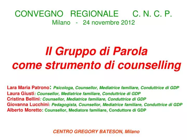 convegno regionale c n c p milano 24 novembre 2012