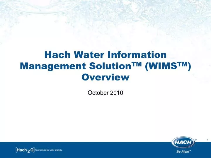 hach water information management solution tm wims tm overview