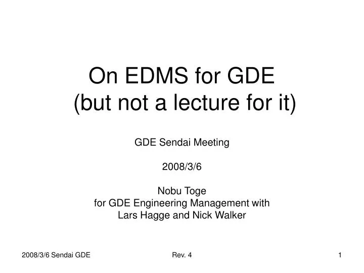 on edms for gde but not a lecture for it