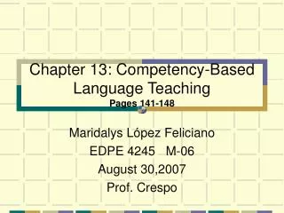 Chapter 13: Competency-Based Language Teaching Pages 141-148