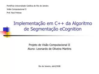implementa o em c da algoritmo de segmenta o ecognition