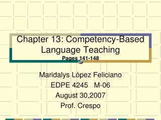 Chapter 13: Competency-Based Language Teaching Pages 141-148