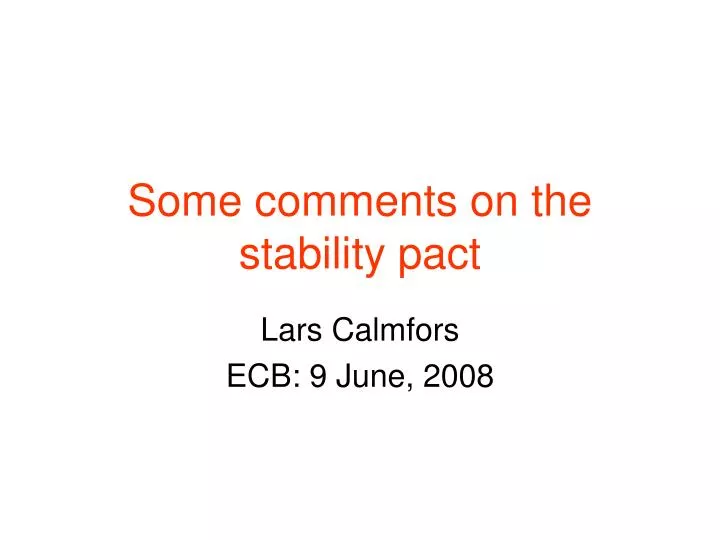 some comments on the stability pact