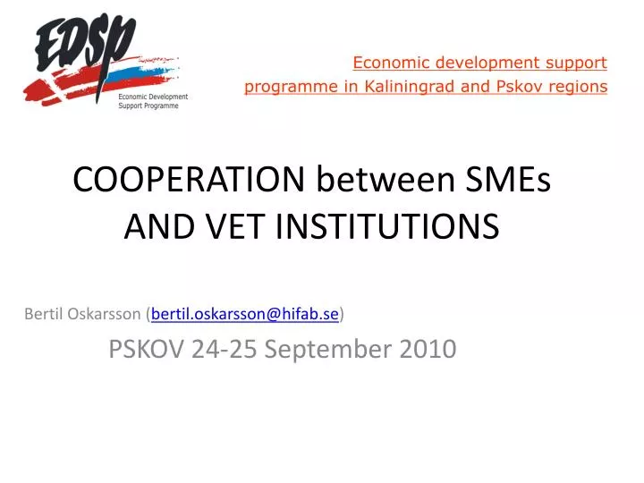 cooperation between smes and vet institutions