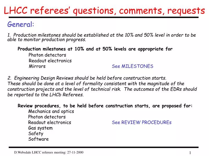 lhcc referees questions comments requests