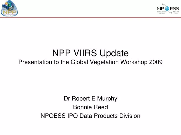 npp viirs update presentation to the global vegetation workshop 2009