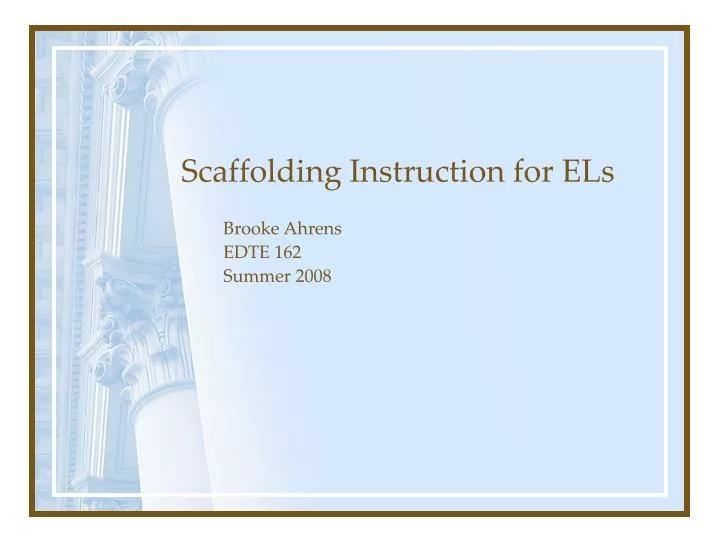 scaffolding instruction for els