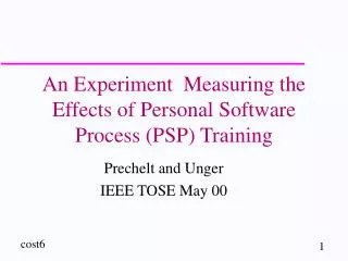 An Experiment Measuring the Effects of Personal Software Process (PSP) Training