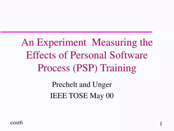 an experiment measuring the effects of personal software process psp training