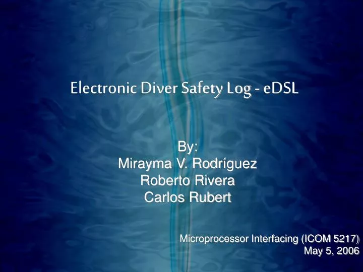 electronic diver safety log edsl