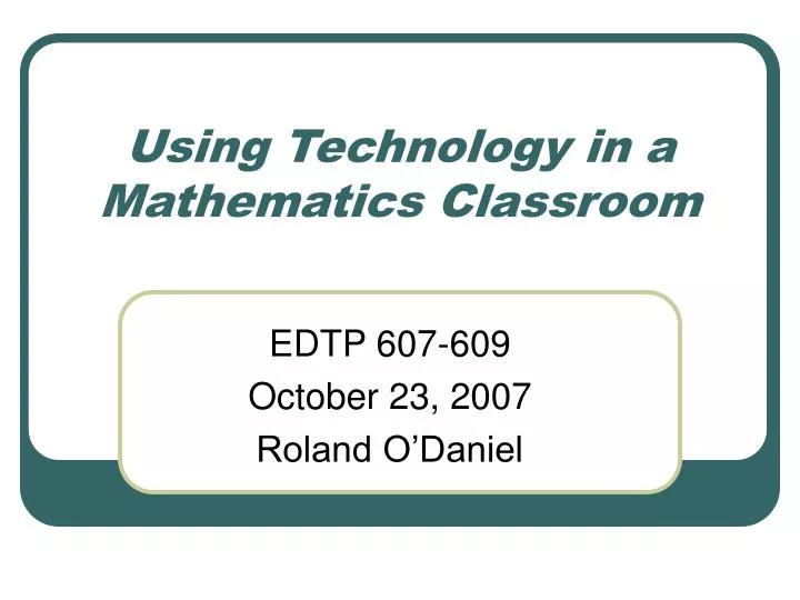 using technology in a mathematics classroom