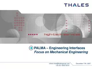 PALMA – Engineering Interfaces Focus on Mechanical Engineering