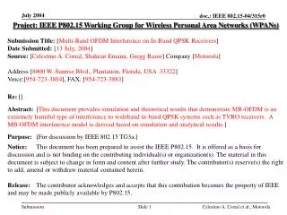 Project: IEEE P802.15 Working Group for Wireless Personal Area Networks (WPANs)