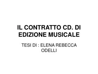 il contratto cd di edizione musicale