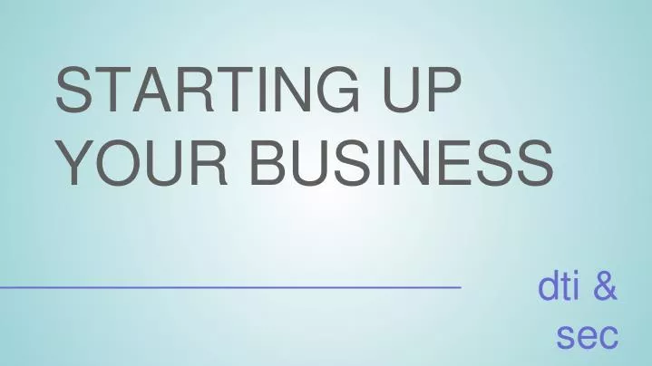 starting up your business