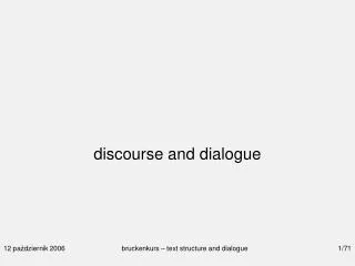 discourse and dialogue