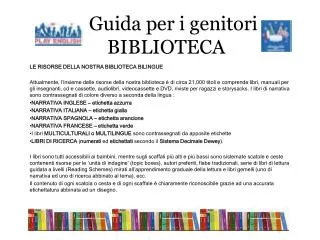 guida per i genitori biblioteca