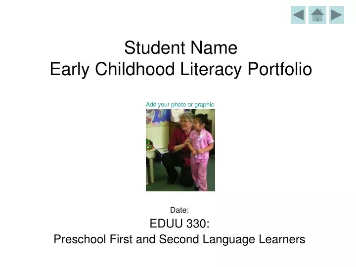 student name early childhood literacy portfolio