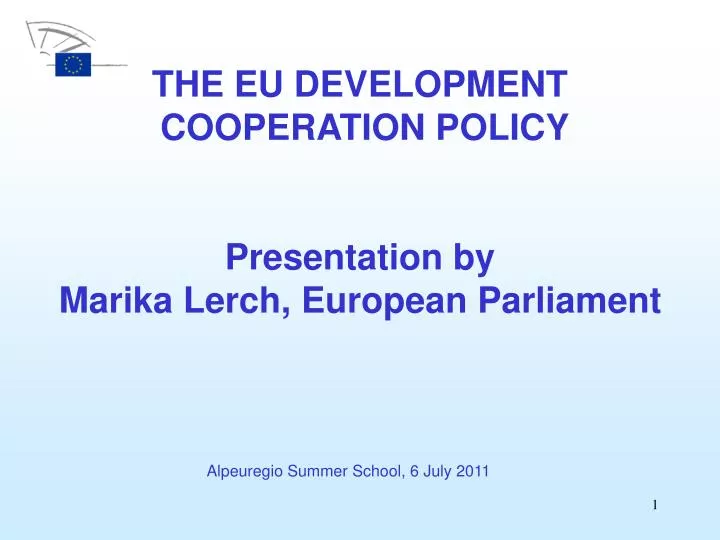the eu development cooperation policy presentation by marika lerch european parliament