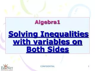 Algebra1 Solving Inequalities with variables on Both Sides