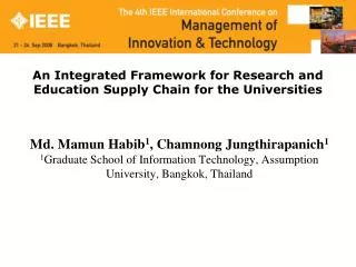 An Integrated Framework for Research and Education Supply Chain for the Universities