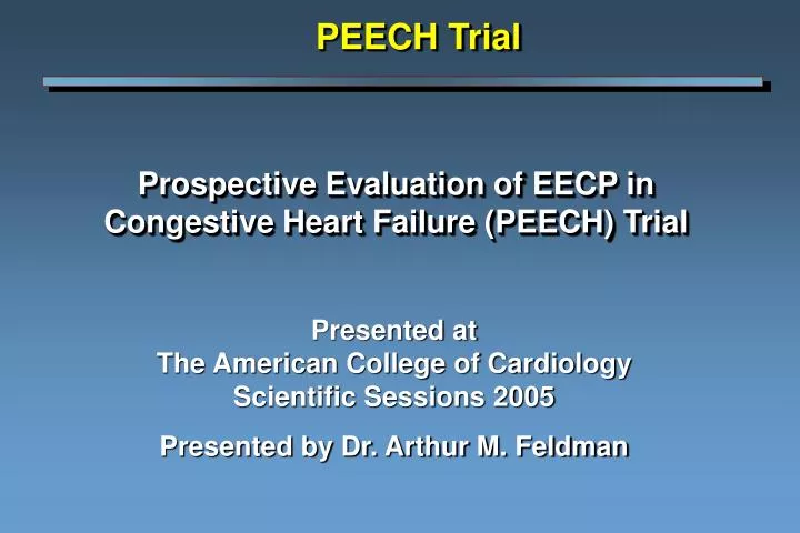 prospective evaluation of eecp in congestive heart failure peech trial