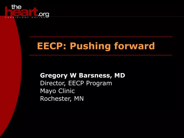 gregory w barsness md director eecp program mayo clinic rochester mn