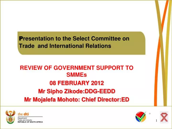 p resentation to the select committee on trade and international relations