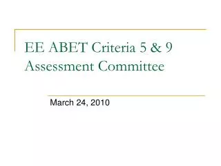 EE ABET Criteria 5 &amp; 9 Assessment Committee