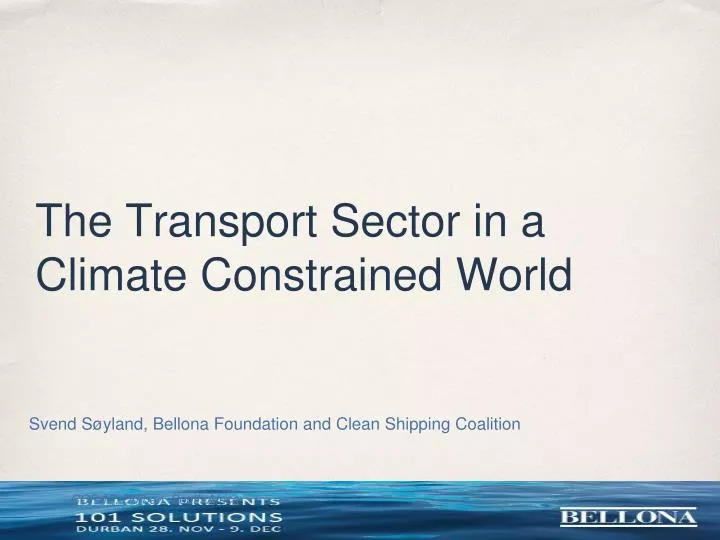 the transport sector in a climate constrained world