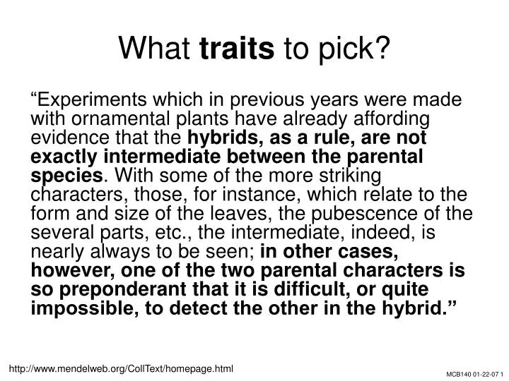 what traits to pick