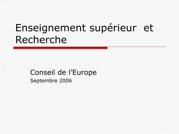 enseignement sup rieur et recherche