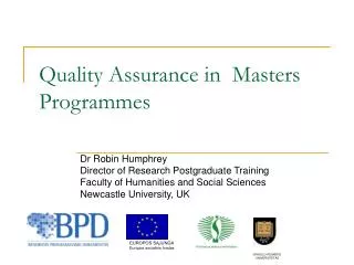 Quality Assurance in Masters Programmes