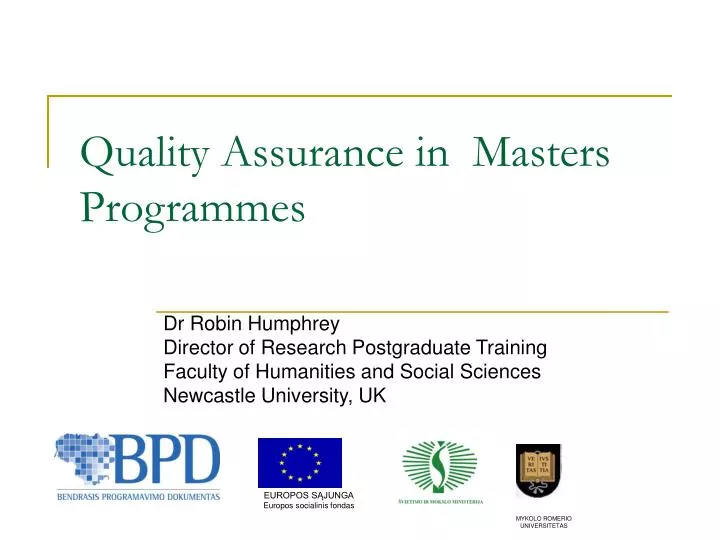 quality assurance in masters programmes