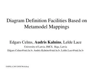 Diagram Definition Facilities Based o n Metamodel Mappings