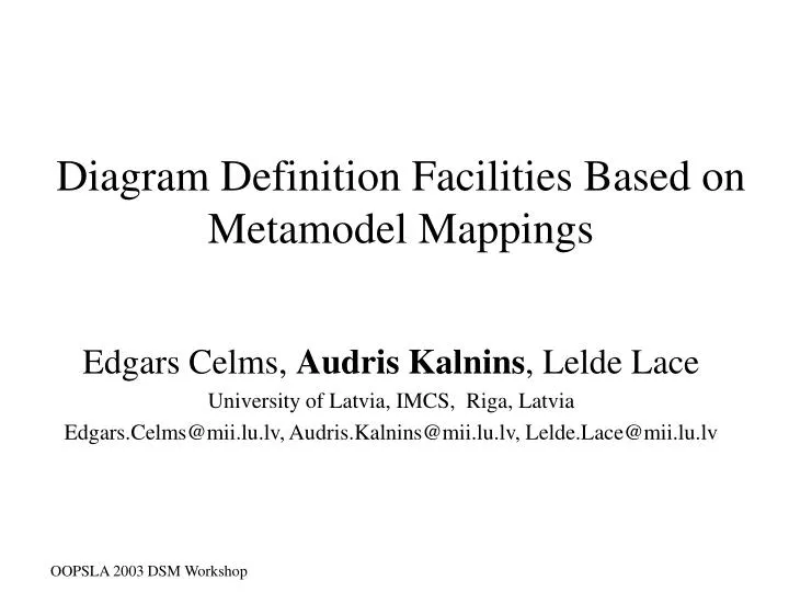 diagram definition facilities based o n metamodel mappings