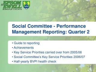 Social Committee - Performance Management Reporting: Quarter 2