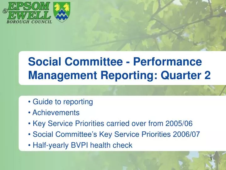 social committee performance management reporting quarter 2