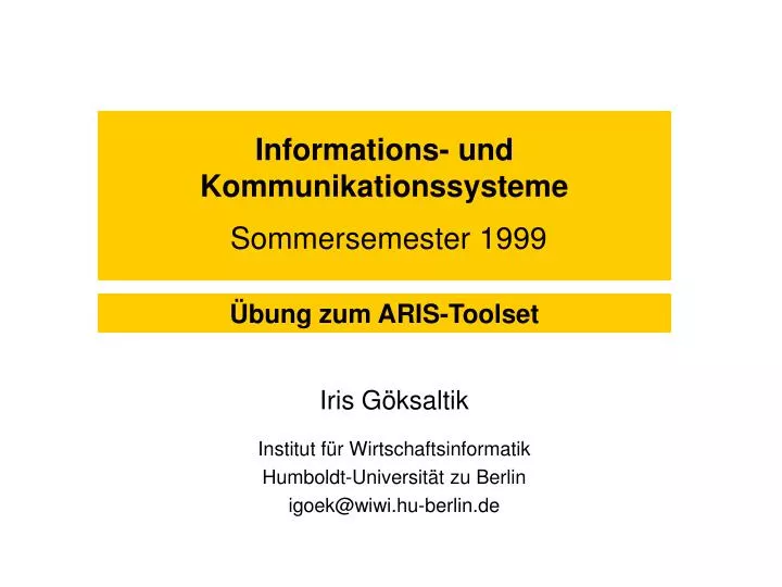 informations und kommunikationssysteme sommersemester 1999