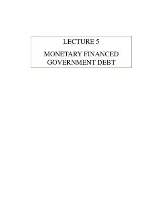 LECTURE 5 MONETARY FINANCED GOVERNMENT DEBT