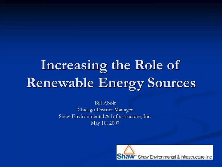 increasing the role of renewable energy sources