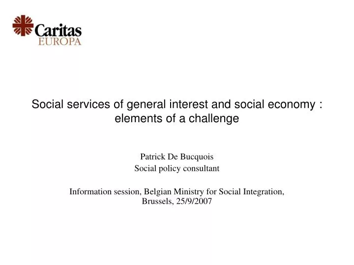 social services of general interest and social economy elements of a challenge