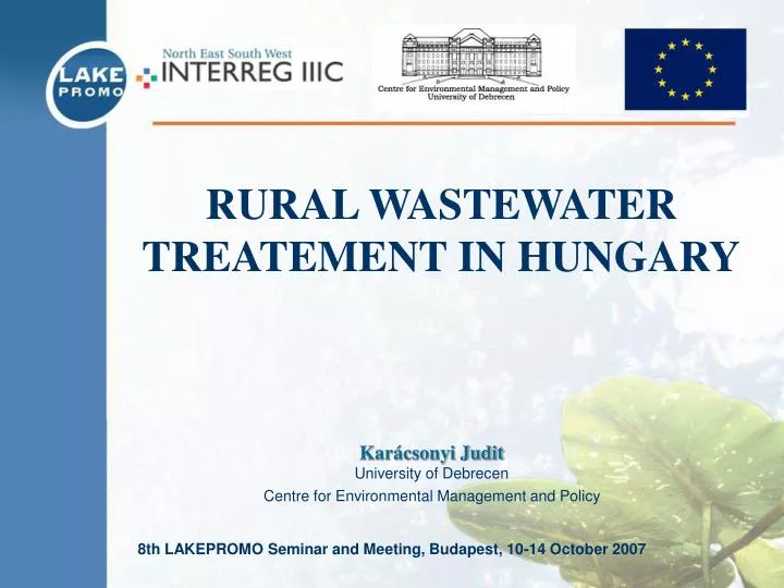 rural wastewater treatement in hungary