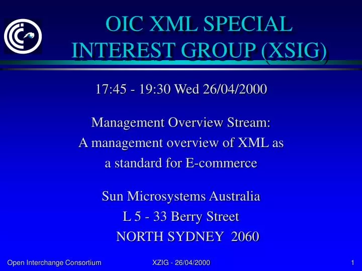 oic xml special interest group xsig