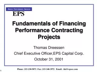 Fundamentals of Financing Performance Contracting Projects