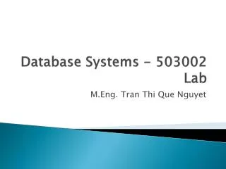 Database Systems - 503002 Lab