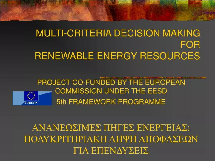 multi criteria decision making for renewable energy resources