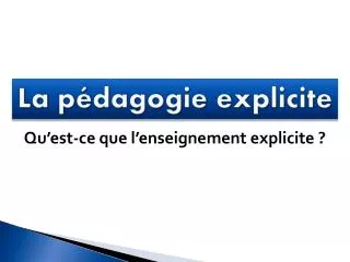 la p dagogie explicite