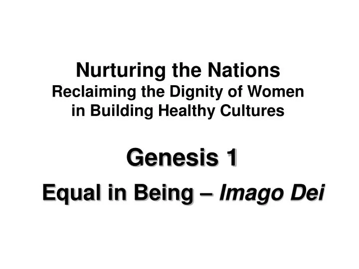 genesis 1 equal in being imago dei