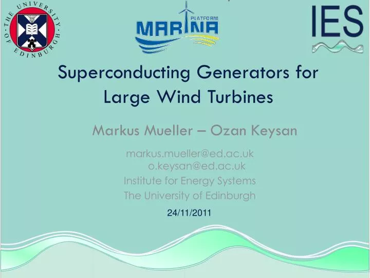 superconducting generators for large wind turbines